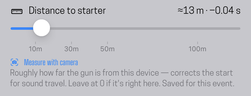 Setting the distance to the starter, with the correction it will subtract from the start