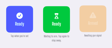 Ready can be withdrawn while the heat is staging, and locks once the heat is armed