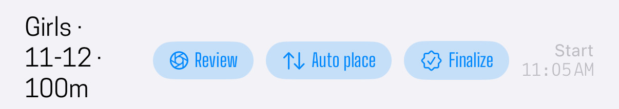 Finalize sits on the record keeper's heat header, beside Review and Auto place